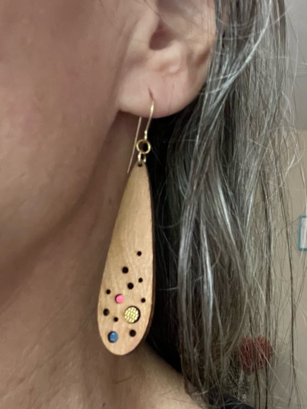Walnut wood teardrop earrings
